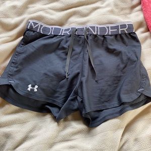 Gray, small, women’s under armor athletic shorts